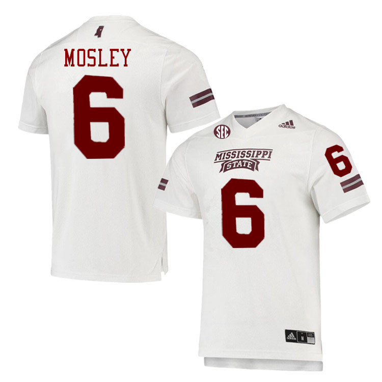 Men #6 Jordan Mosley Mississippi State Bulldogs College Football Jerseys Stitched-White